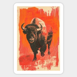 Yellowstone National Park Buffalo Vintage Travel Poster Sticker